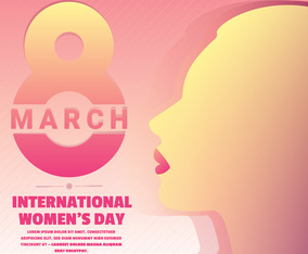 International Womens Day With Text And Beautiful Woman Silhouettes Vector Illustration
