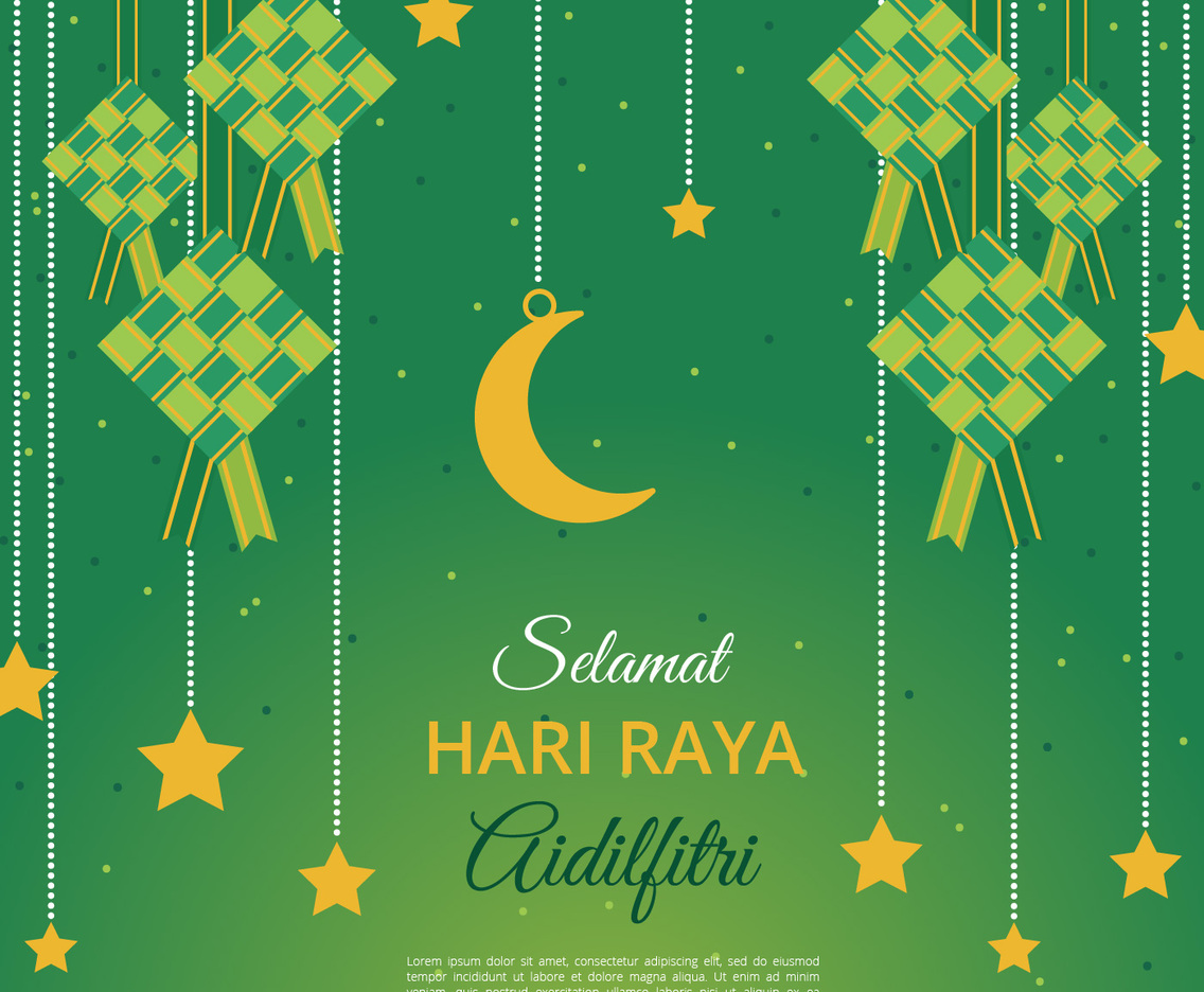 Aidilfitri Greeting Card Vector Template