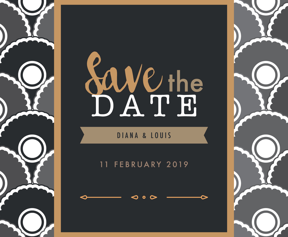 Lettering With Art Deco Pattern For Saving The Date