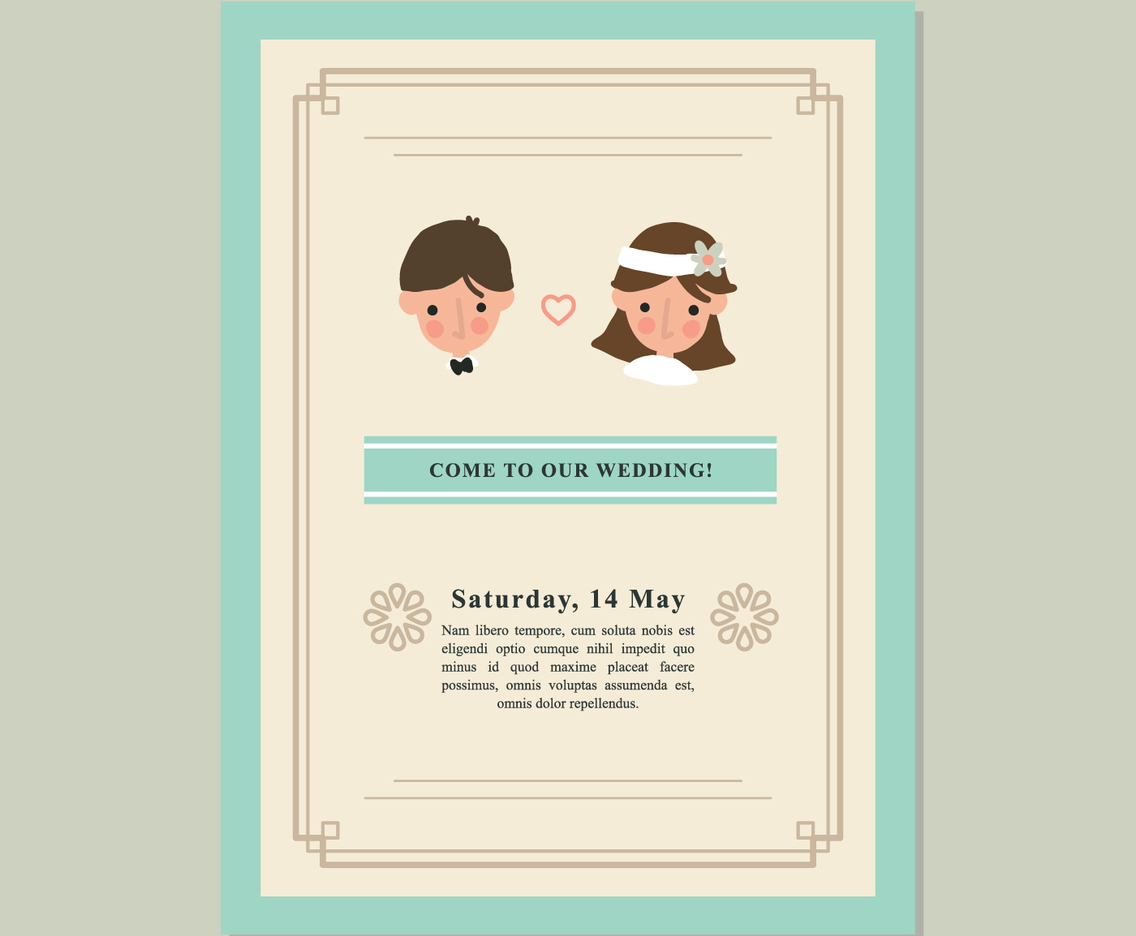 Cute Couple Wedding Invitation