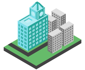 eastern landmark building isometric illustration