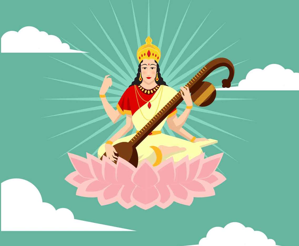 Saraswathi Devi Illustration Vector