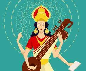 Saraswathi Devi Illustration Vector