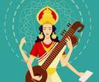 Saraswathi Devi Illustration Vector