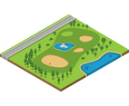 Overhead View Golf Course Isometric Vector
