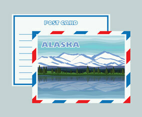 Alaska Mountainscape Postcard Vector