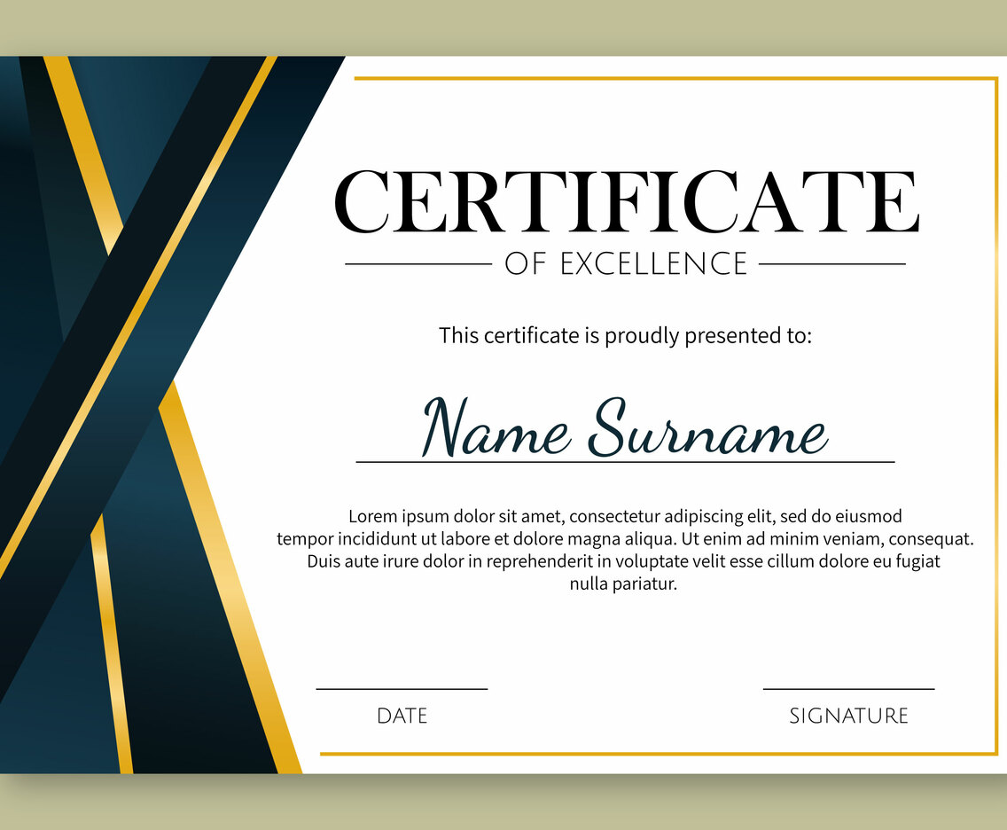 Gold Details Certificate of Excellence Template
