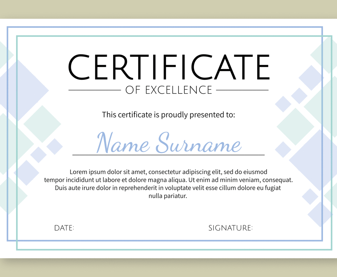 Certificate of Excellence Template