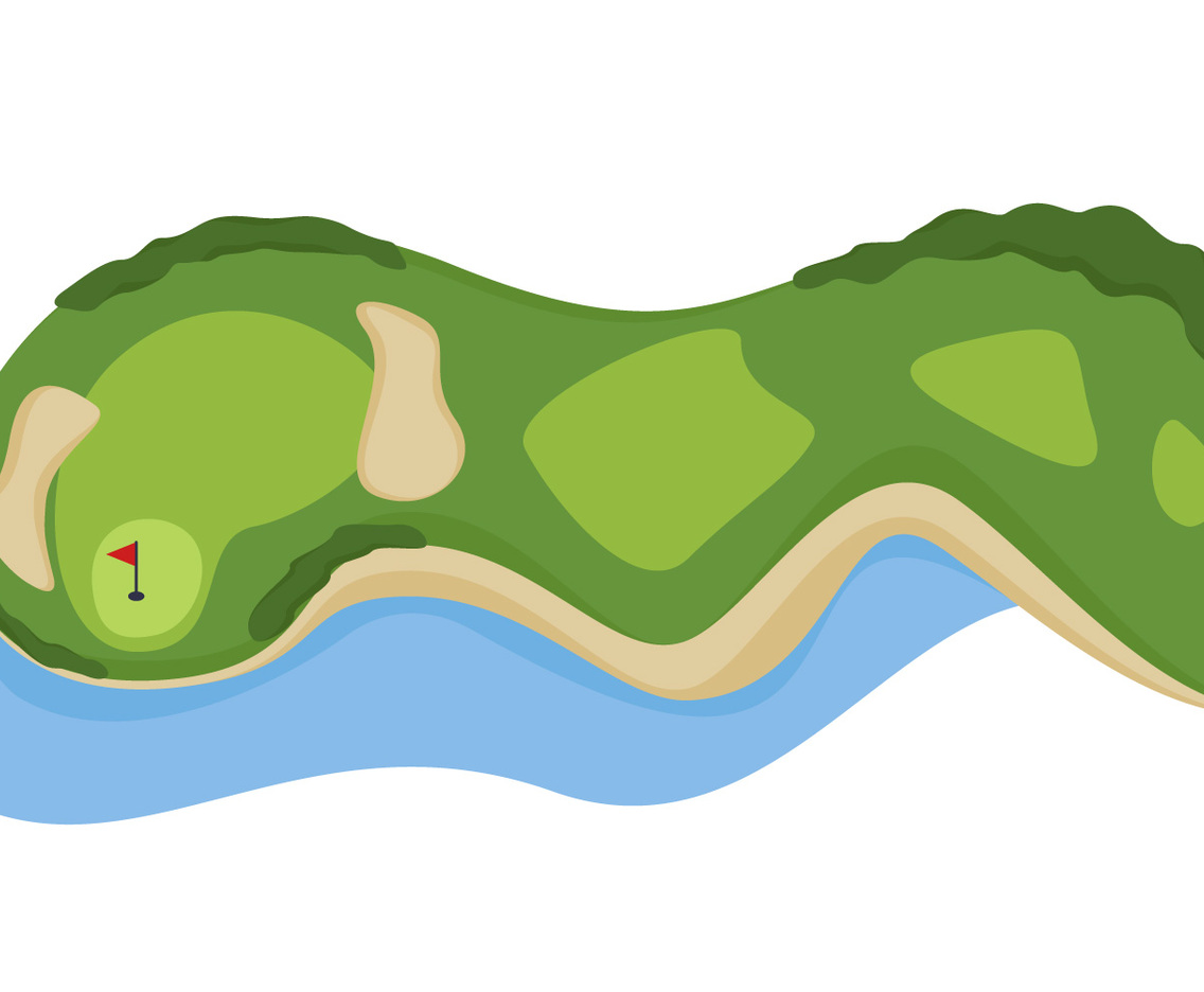 Golf Course Hole with bunker and water Vectors
