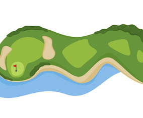 Golf Course Hole with bunker and water Vectors