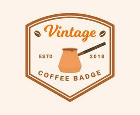 Flat Vintage Coffee Badge Vector