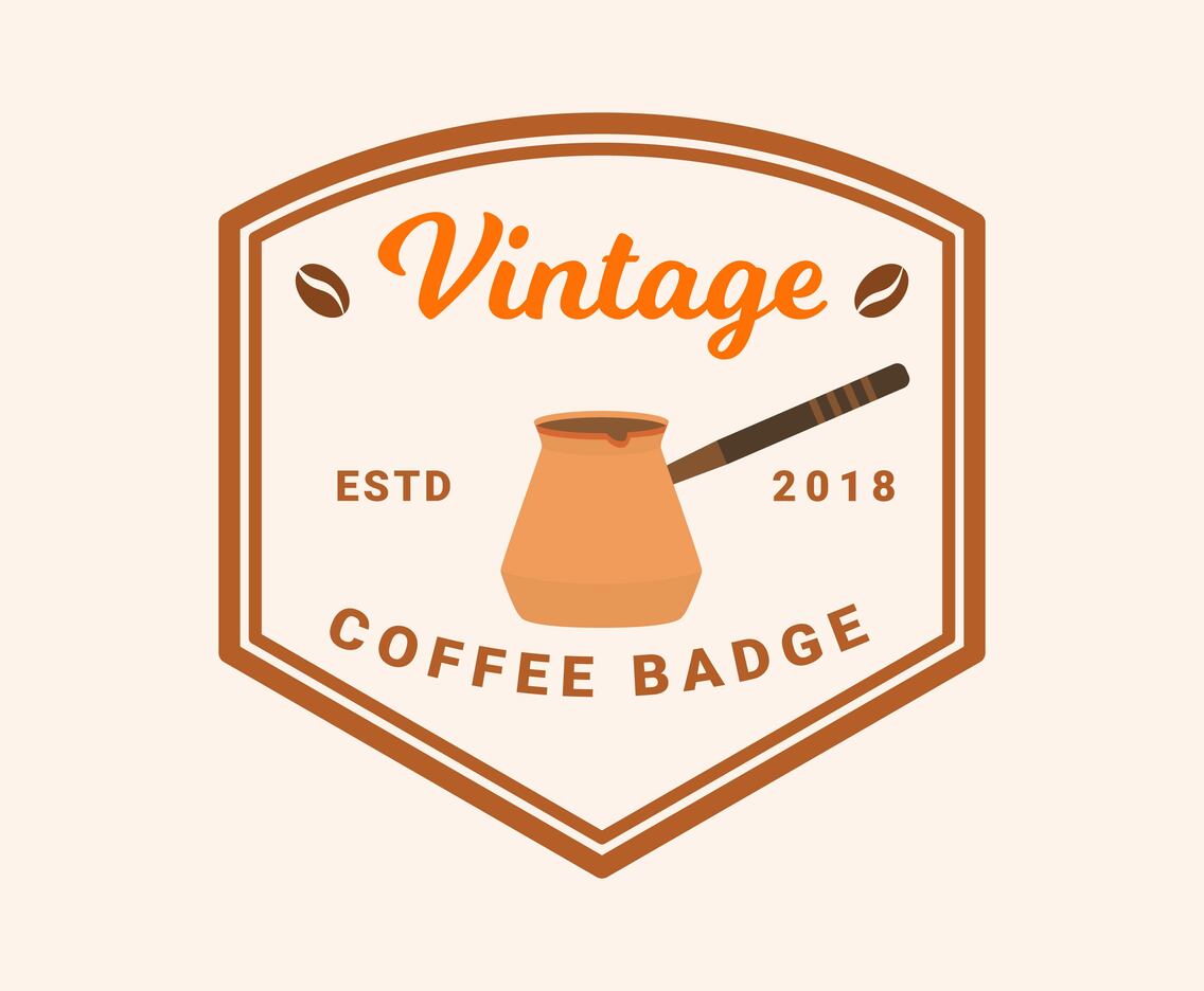 Flat Vintage Coffee Badge Vector