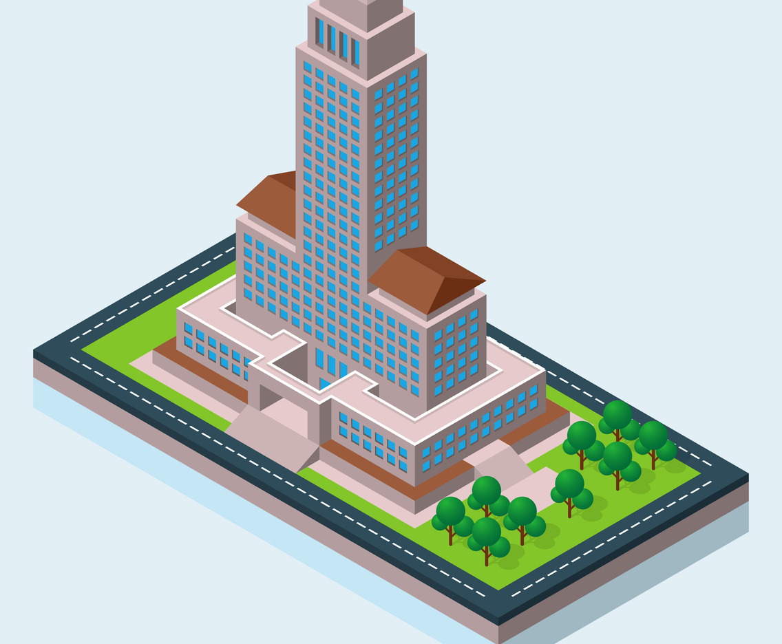 Isometric Los Angeles City Hall Illustration