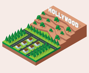 Isometric Hollywoodland Sign Illustration