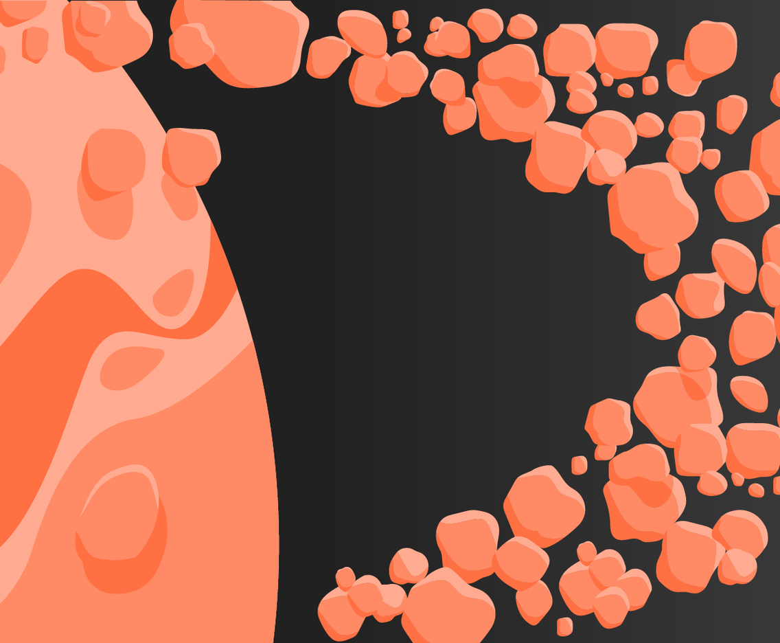 rings of saturn asteroids flat illustration