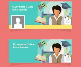 Teacher Facebook Cover Vector Template