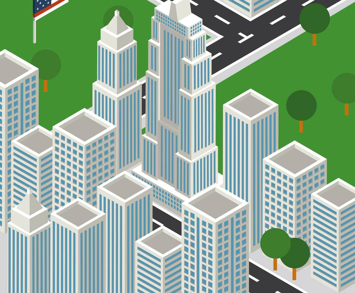 New York City Isometric Empire State Building Vector