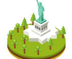 Isometric Liberty Statue in New York City