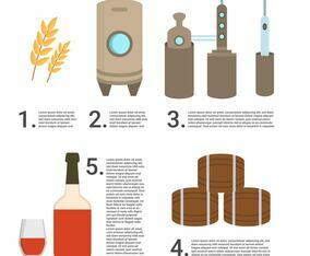 Flat Bourbon Making Process Vector