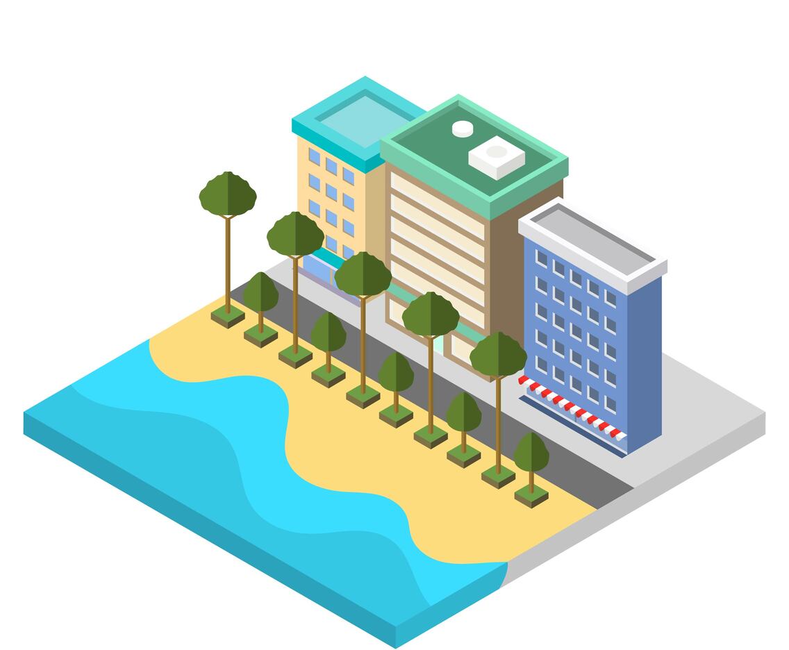 Flat Isometric Los Angeles Vector Illustration