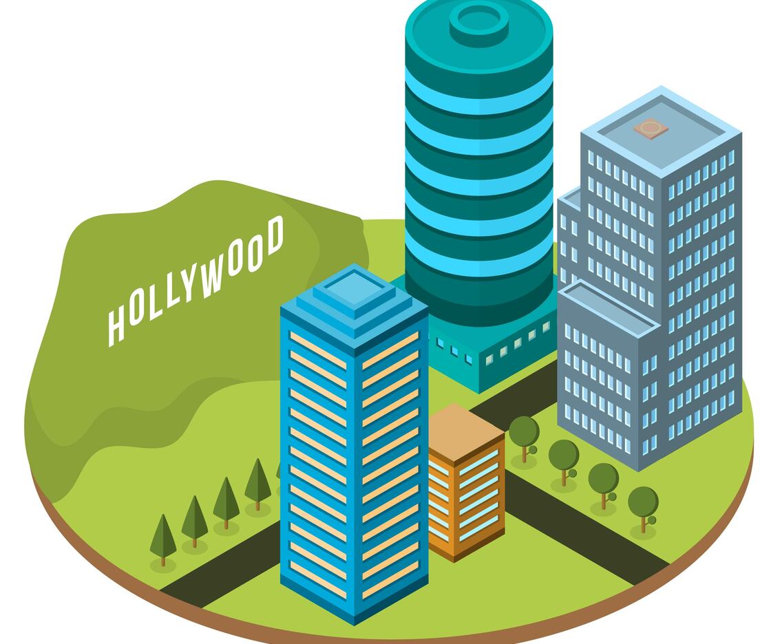 Flat Isometric Los Angeles Vector Illustration
