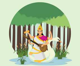 beautiful Goddness Saraswathi illustration.