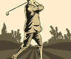 Golf Player In Action Illustration