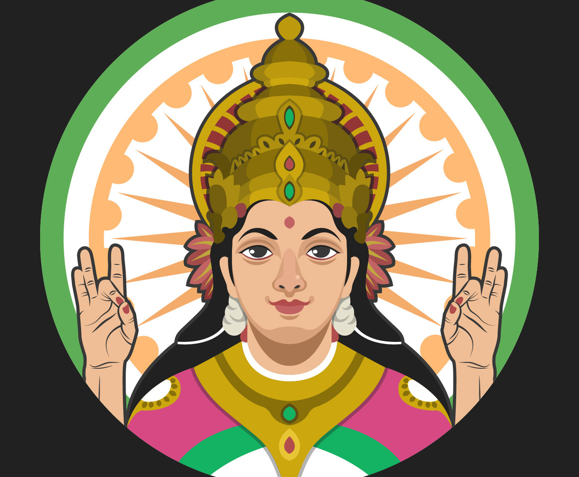 Saraswathi Portrait Vector Illustration