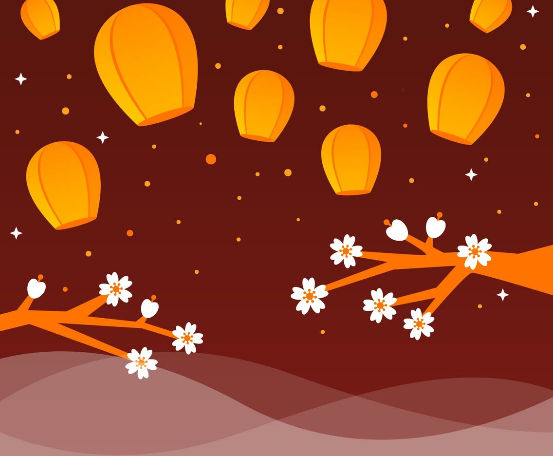 Lantern in the Night Sky Festival Vector