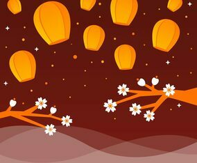 Lantern in the Night Sky Festival Vector