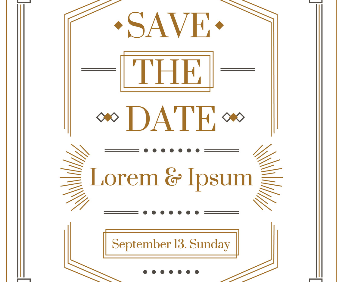Art Deco Save The Date Vector