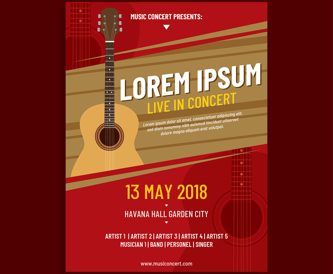 Acoustic Concert Poster Template Vector