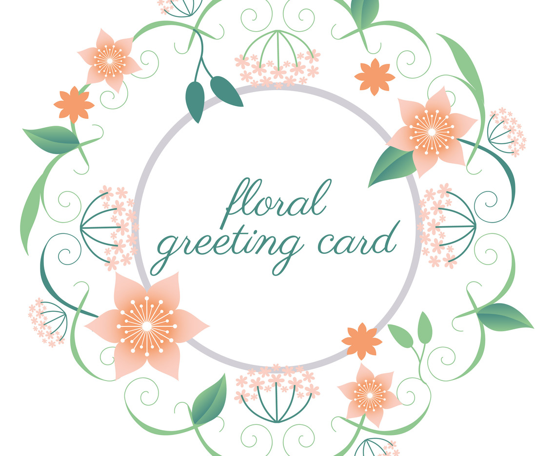 Flat Design Vector Spring Greeting Card