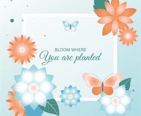 Flat Design Vector Spring Greeting Card