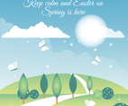 Flat Design Vector Spring Landscape