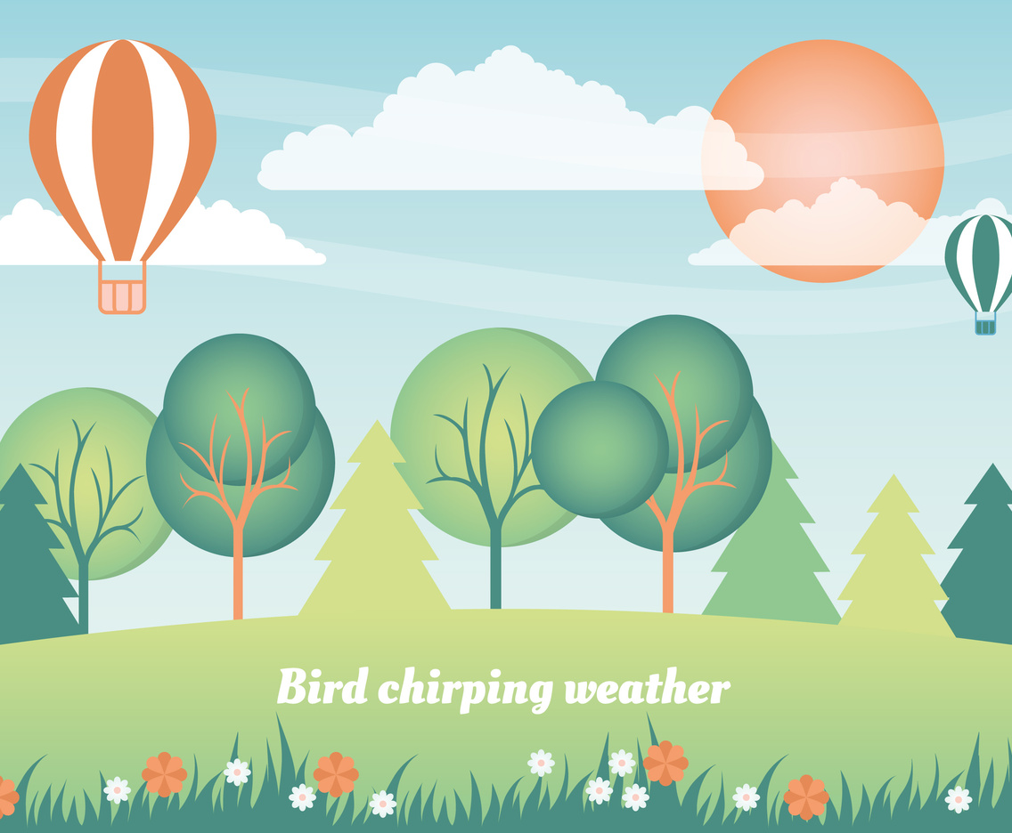 Flat Design Vector Spring Landscape Design