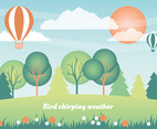 Flat Design Vector Spring Landscape Design