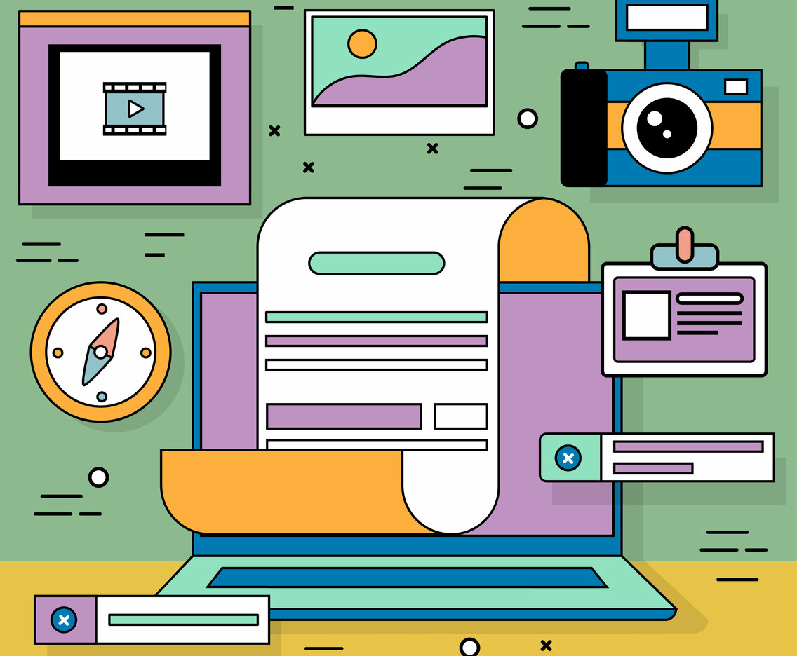 Flat Design Vector Office Elements Illustration