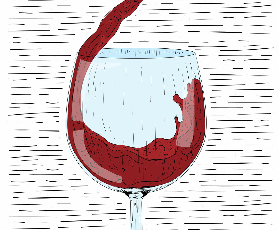 Vector Hand Drawn Glass of Vine