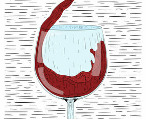 Vector Hand Drawn Glass of Vine