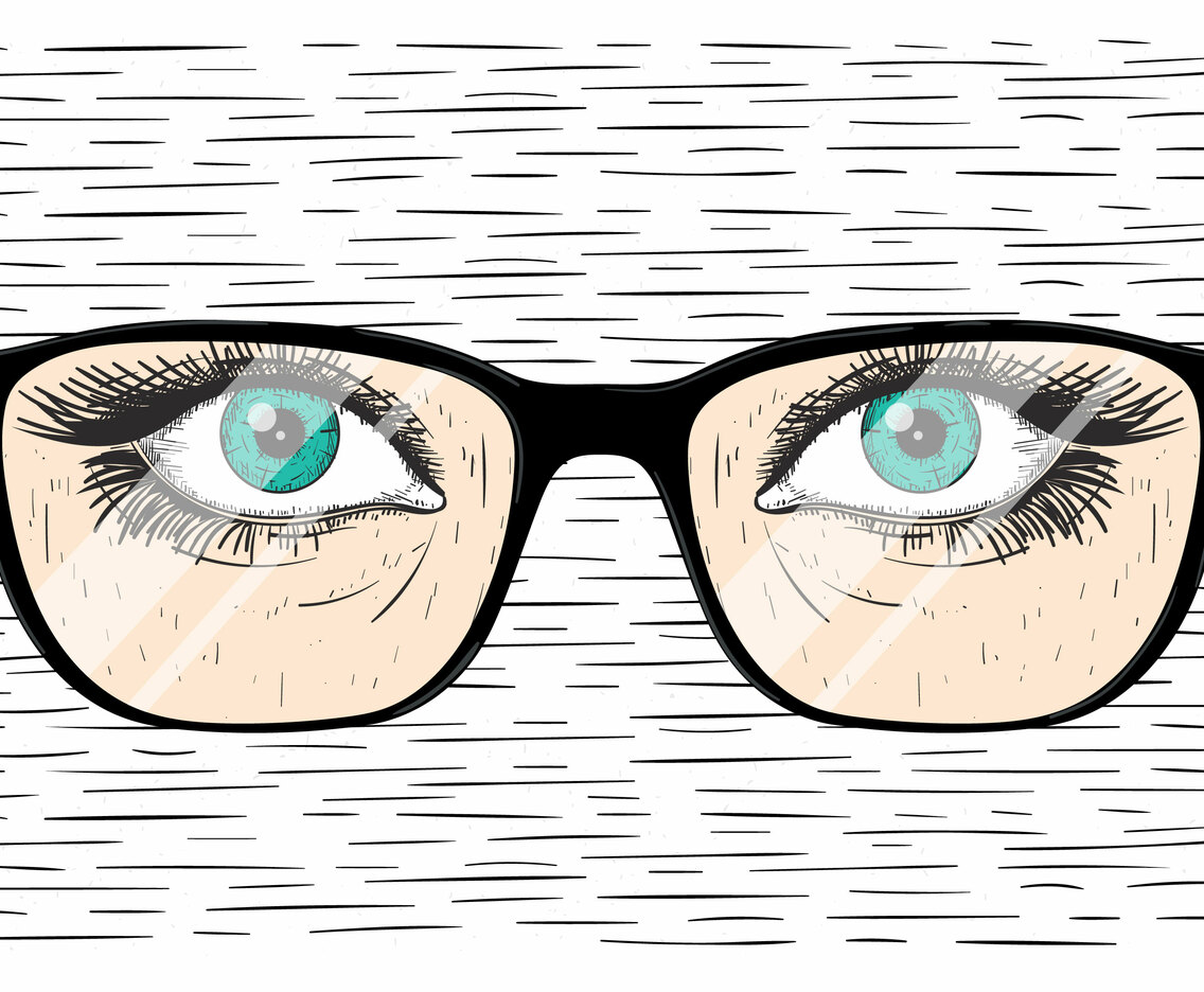 Vector Hand Drawn Glasses with Eye