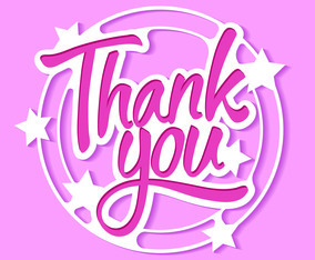 Thank You Signature Cut from Paper with Stars Background