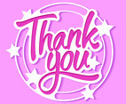 Thank You Signature Cut from Paper with Stars Background