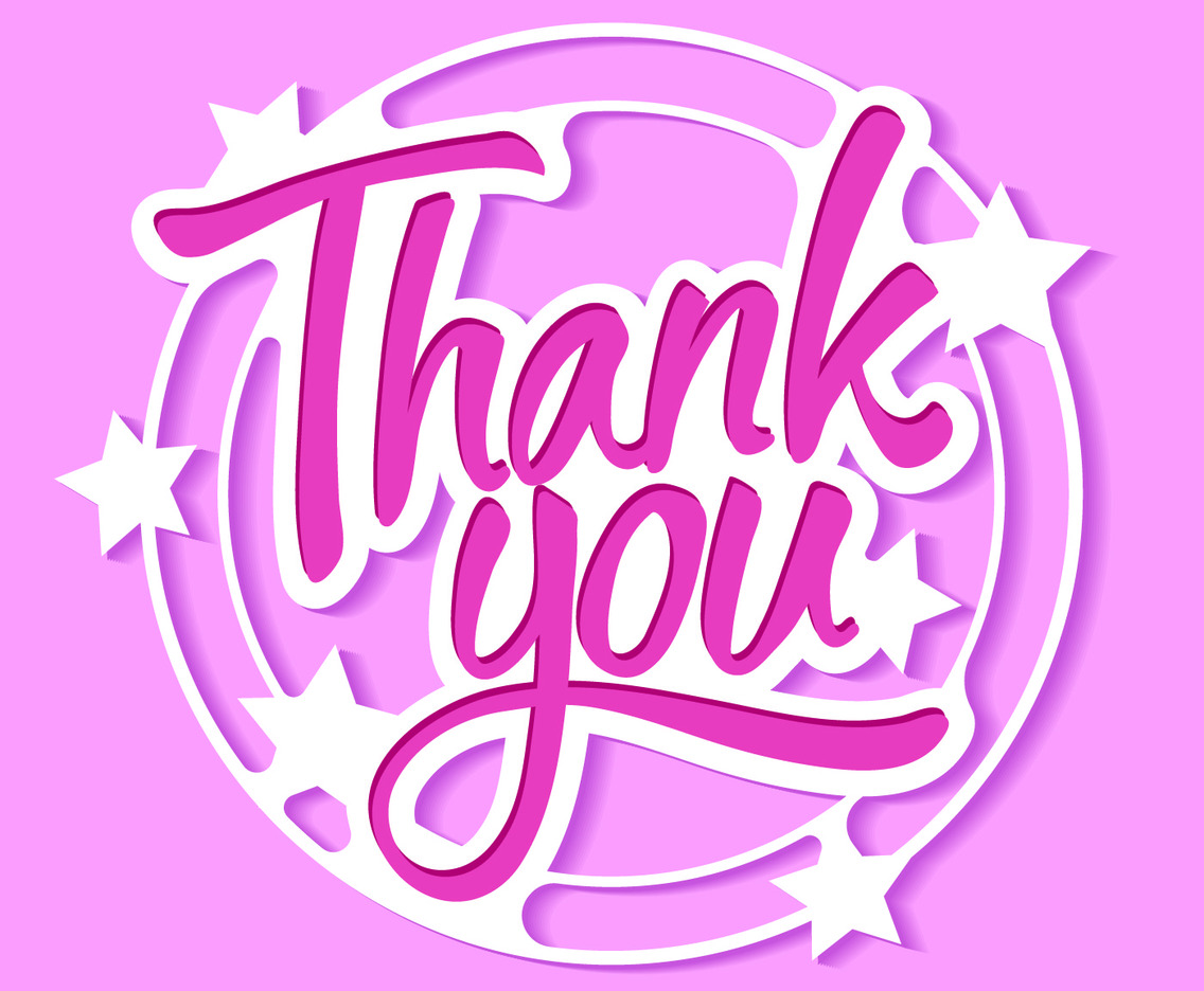 Thank You Signature Cut from Paper with Stars Background