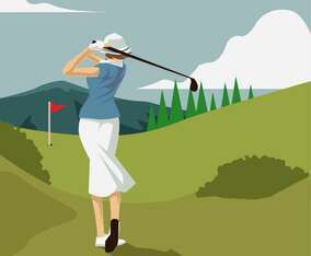 Vintage Golf Lady Illustration Vector
