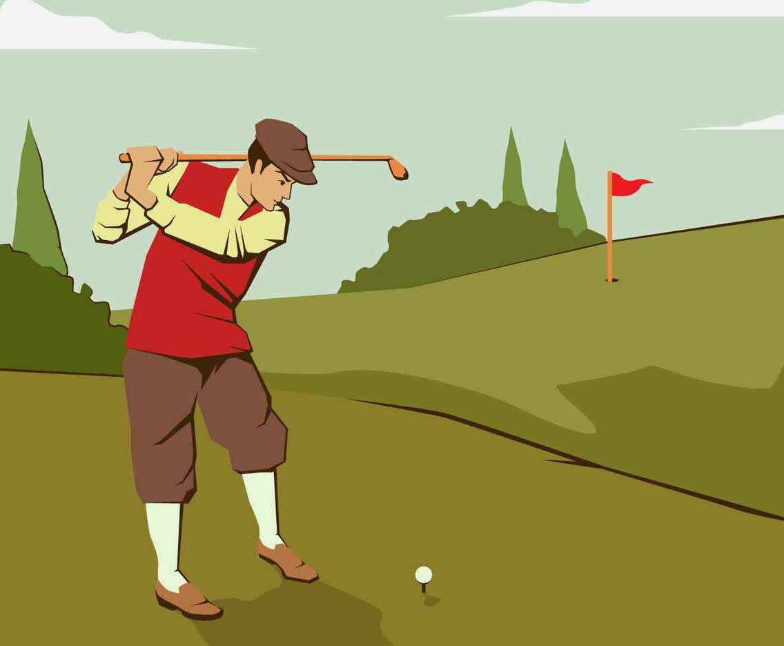 Vintage Golf Man Illustration Vector