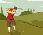 Vintage Golf Man Illustration Vector