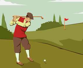 Vintage Golf Man Illustration Vector
