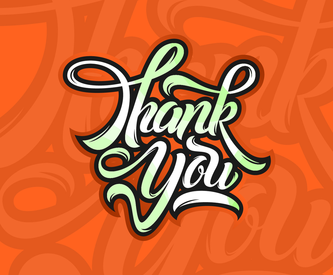 Freehand Thank You Typography Free Vector