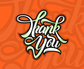 Freehand Thank You Typography Free Vector